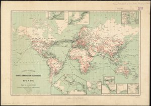 Mapa mundial de linhas telegráficas publicado pelo International Telegraph Bureau, 1901 Scale: [ca. 1: 70.000.000]